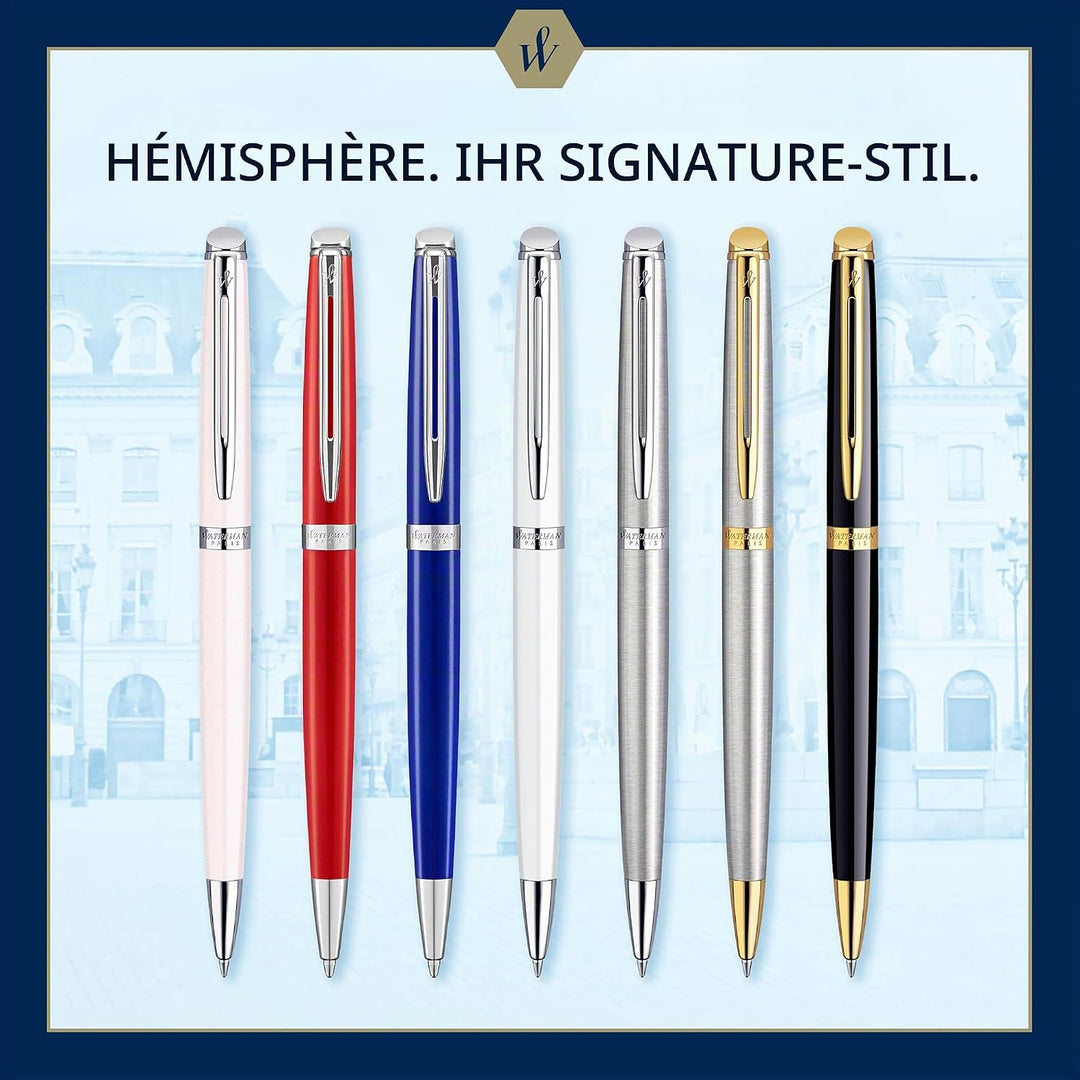 Waterman Hémisphère Kugelschreiber | Hochglänzend Schwarz mit Chromzierteile | Mittlere Spitze | Bla