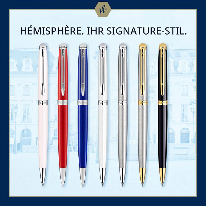 Waterman Hémisphère Kugelschreiber | Hochglänzend Schwarz mit Chromzierteile | Mittlere Spitze | Bla