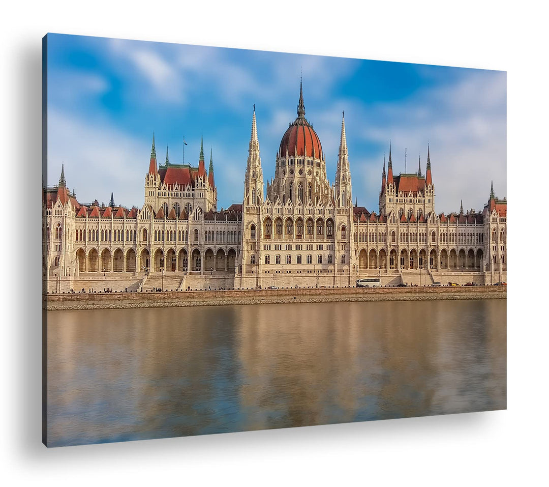 deyoli Ungarn Budapest Parlament Format: 60x40 als Leinwandbild, Motiv fertig gerahmt auf Echtholzra
