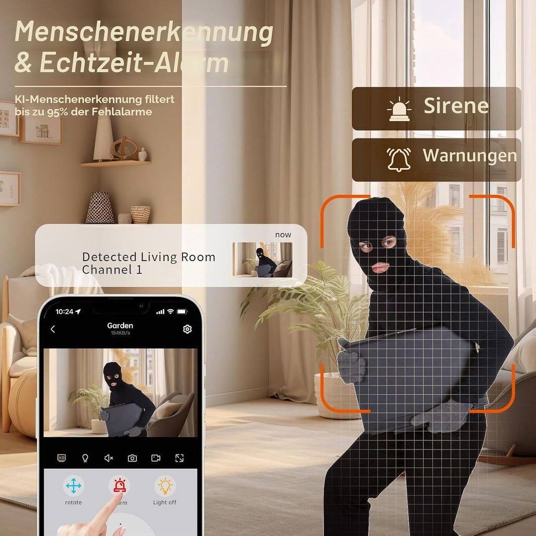 Überwachungskamera für den Innenbereich, 5G und 2,4 G WiFi-Überwachungskameras für Zuhause, 360°-Bab