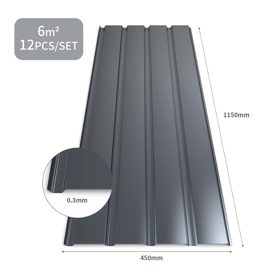 Mondeer Dachblech, Dachbleche Trapezblech, 12PCS Metall Dachdeckung Stahlblech Formblech Platten 115