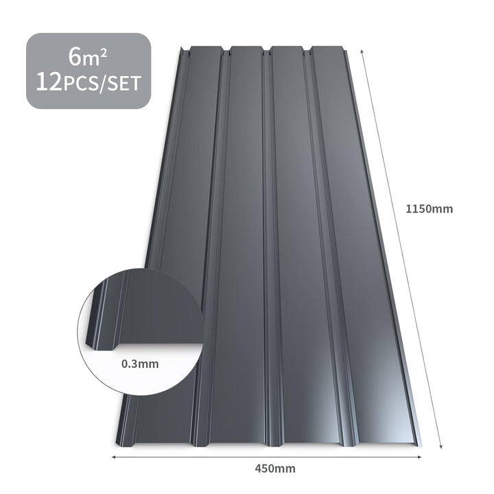 Mondeer Dachblech, Dachbleche Trapezblech, 12PCS Metall Dachdeckung Stahlblech Formblech Platten 115