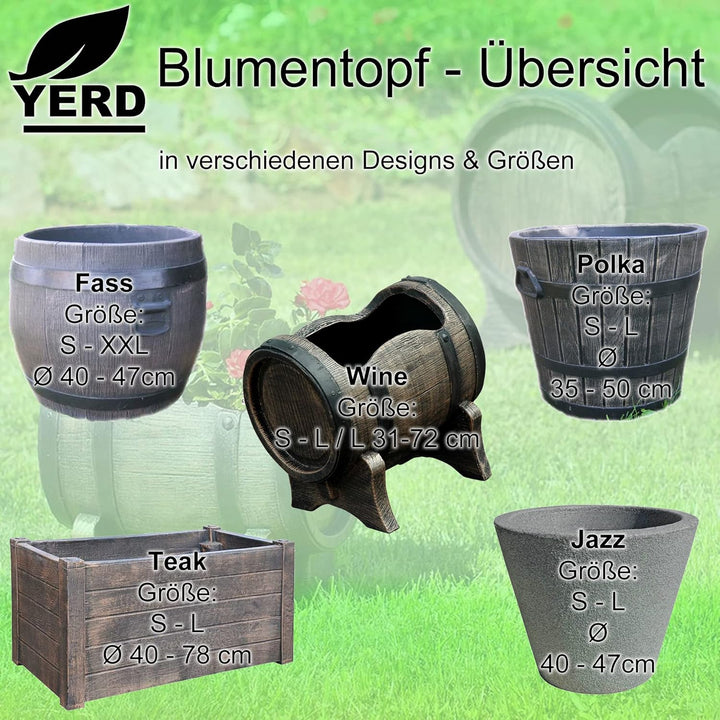 Yerd Barrik Deko Gärfass Mostfass Weinfass 10 Liter mit Prägung in Holzoptik Lebensmittelecht 1/2" A