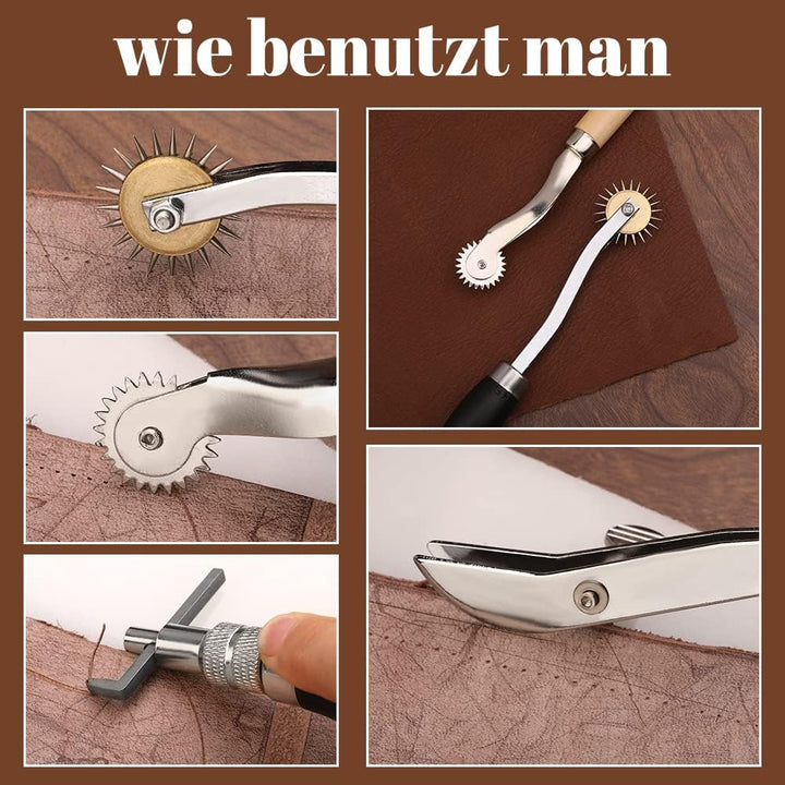 37 Stücke Leder -Arbeitswerkzeuge, Lederhandwerkzeuge mit Edge, Skiver, Nähwerkzeugen für Handnähten