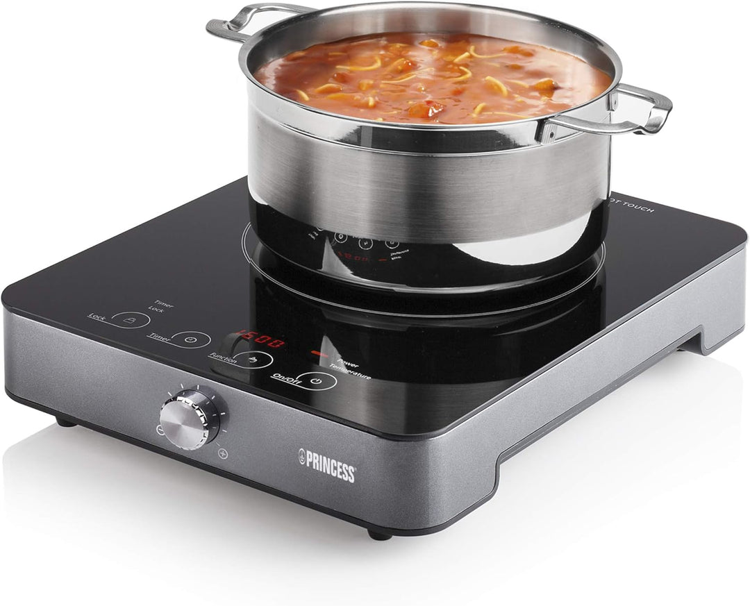 Princess Induktionskochplatte mit Touch-Bedienfeld, Digitales LED-Display, 1800 W Leistung, von 60De