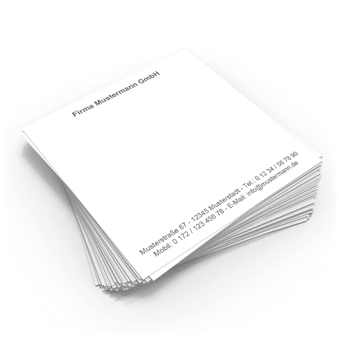 500 Notizzettel personalisiert in praktischer Zettelbox mit Stiftehalter 10 x 10 cm (weiss), weiss