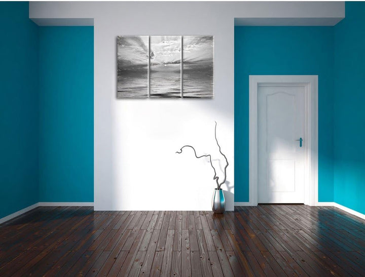 Pixxprint Sonnenaufgang im Meer als Leinwandbild/Grösse: 3 Teilig (120x80) cm/Wandbild/Kunstdruck/fe