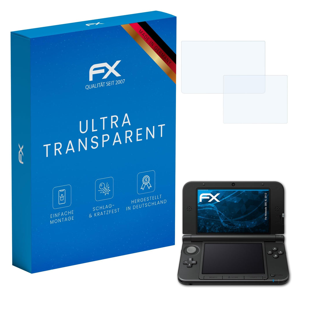 atFoliX Schutzfolie kompatibel mit Nintendo 3DS XL 2012 Folie, ultraklare FX Displayschutzfolie (3er
