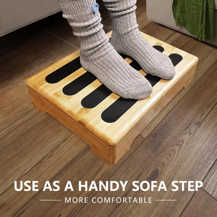 Tritthocker Holz mit Rutschfester Gummiauflage für Erwachsene und Steighilfe für Senioren - Step Sto