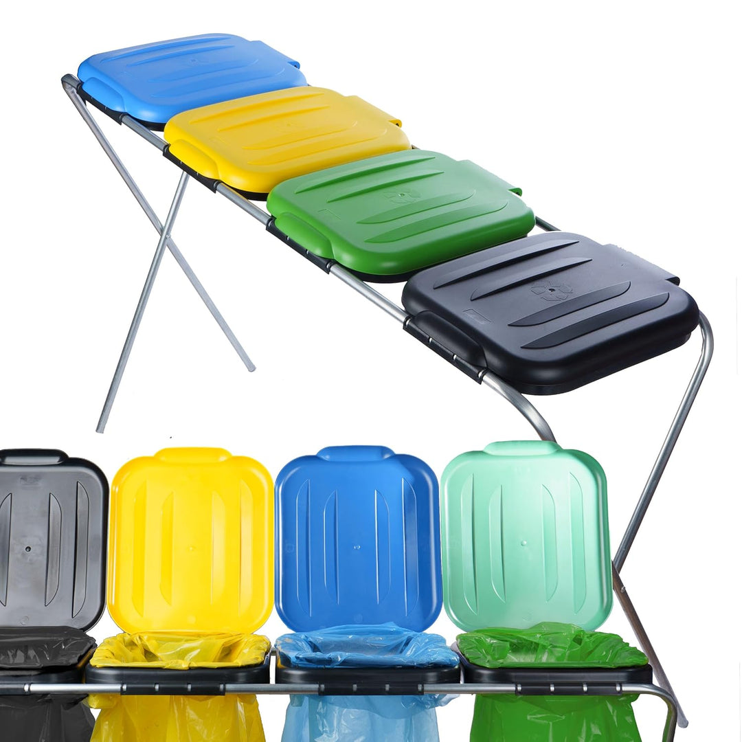 Müllsackständer 128x36x74 cm Müllsackständer stabil 4 Ständer Müllsäcke 120L Buntes Müllsackhalter m