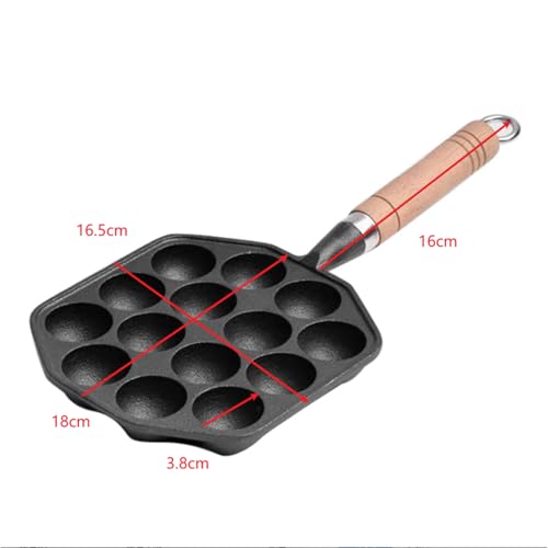 14-Loch-Takoyaki-Pfanne, Antihaftbeschichteter Gusseisen-Oktopus-Fleischbällchen-Maker mit Abnehmbar