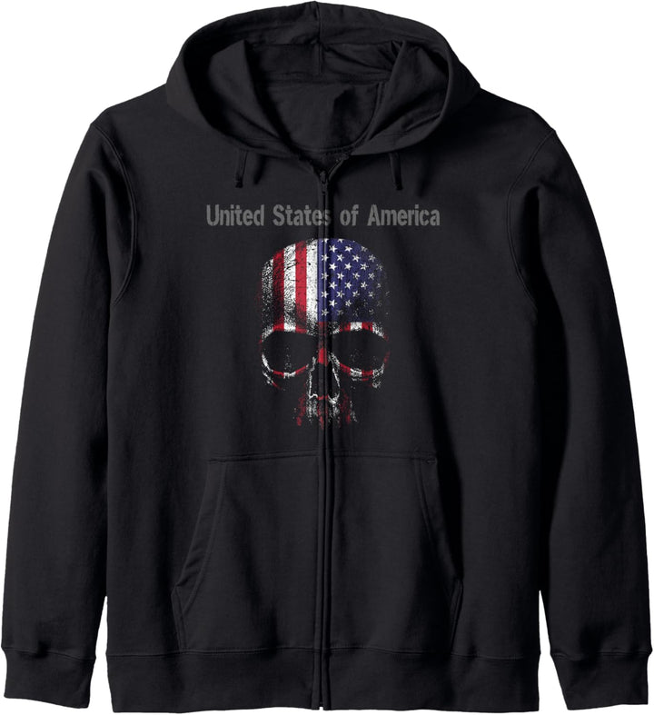 Amerika Flagge USA US Totenkopf Kapuzenjacke