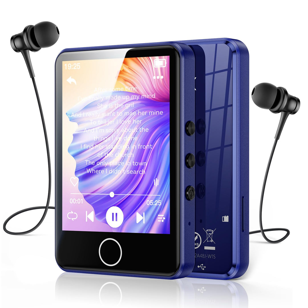 AGPTEK 64GB MP3 Player Bluetooth 5.3 mit 2,8 Zoll Full-Touchscreen, Tragbarer HiFi Musik mit Lautspr