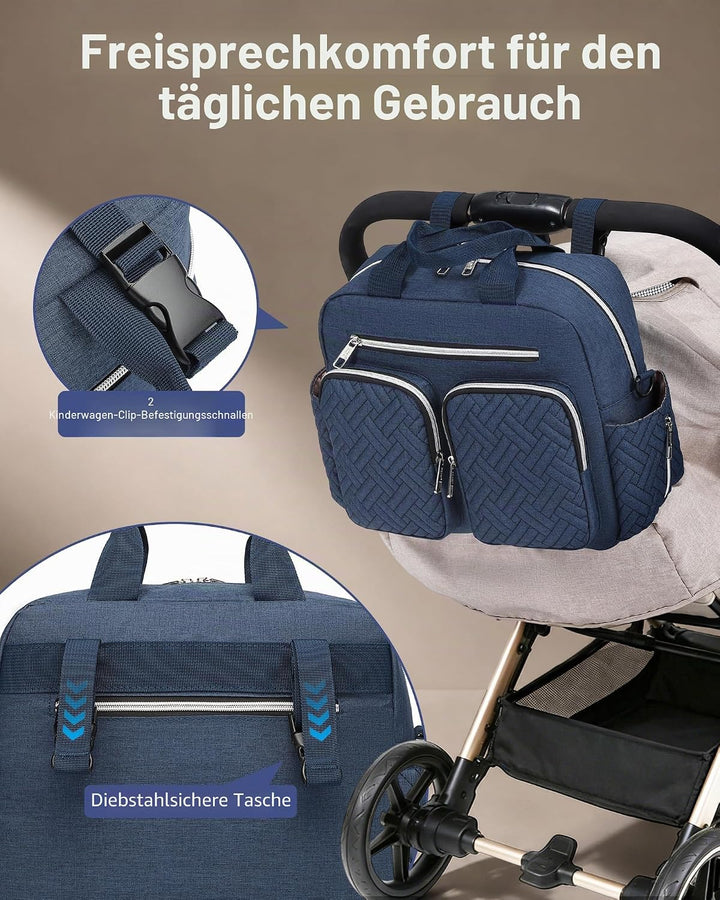 KONO Baby Wickeltasche Windeltasche zum Aufhängen am Kinderwagen, Grosse Reisetasche mit Isolierten