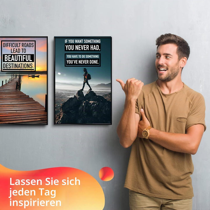 Throwbacktraits Motivierende Wandkunst auf Leinwand, 6 inspirierende Drucke mit erhebenden Sprüchen