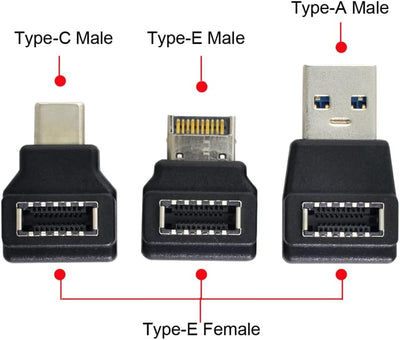 NFHK 3 x USB 3.1-Front-Panel-Header Buchse Typ E auf Stecker Typ A & Typ-C USB-C Motherboard Verläng