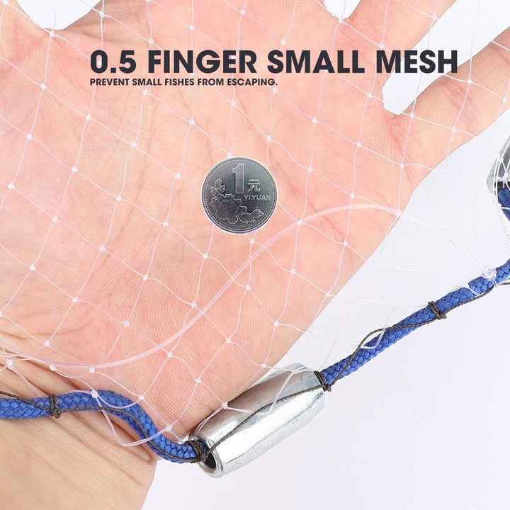 Zoternen 2,4 m/3,6 m/4,8 m, Fischernetz aus Nylon, Fischernetz mit Handseil, 8 m, Netz mit 0,5 Finge