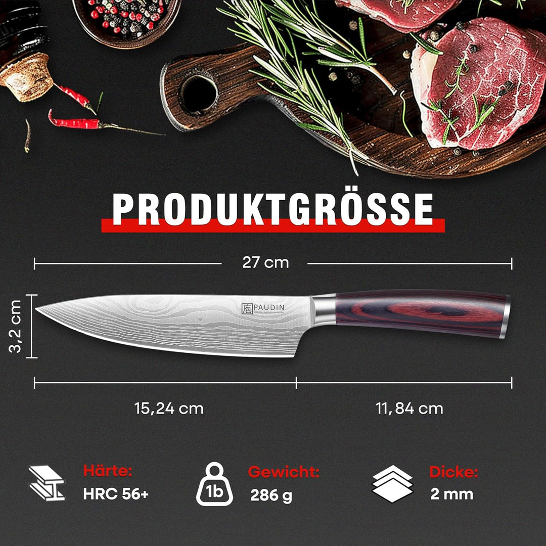 PAUDIN Kochmesser 15 cm Küchenmesser klein scharf profi Messer als Allzweckmesser Fleischmesser Gemü
