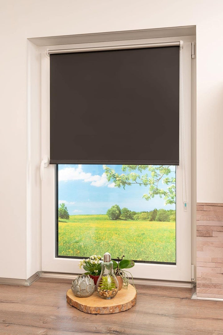 K-home Klemmfix Rollo Verdunklung, Schwarz, 80 x 200 cm (B x L) Schwarz 80 x 200 cm (B x L), Schwarz