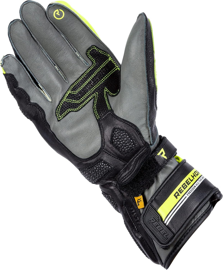 REBELHORN ST Long Lady Leder Motorradhandschuhe für Frauen Superfabric Panels SAS-TEC Foam Panels Be