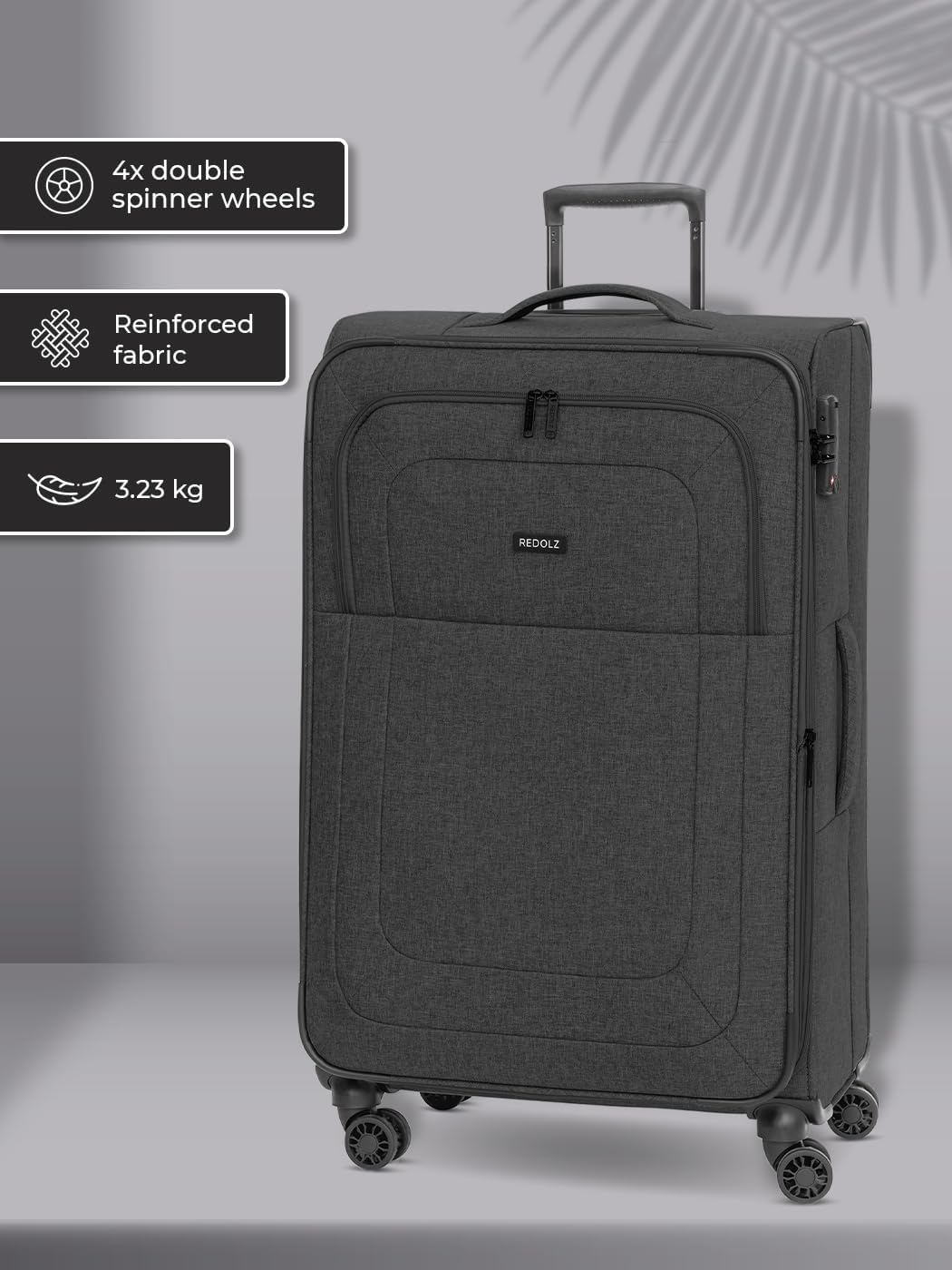 REDOLZ Weichschalen Koffer für Damen & Herren | leichter Trolley 77 cm mit 4 Doppelrollen & TSA-Schl