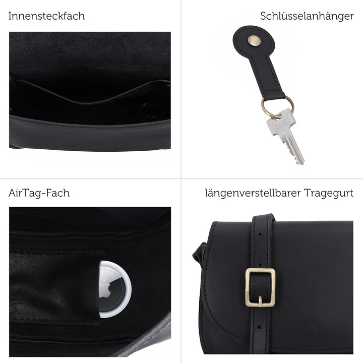 Gusti Umhängetasche Leder - Elenor Damen Handtasche Ledertasche Schultertasche Leder