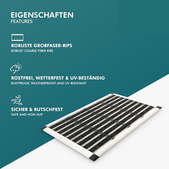 etm Alu Fussmatte Elegant Mat - effektiv reinigender Fussabtreter - Schmutzfangmatte in 2 Grössen -