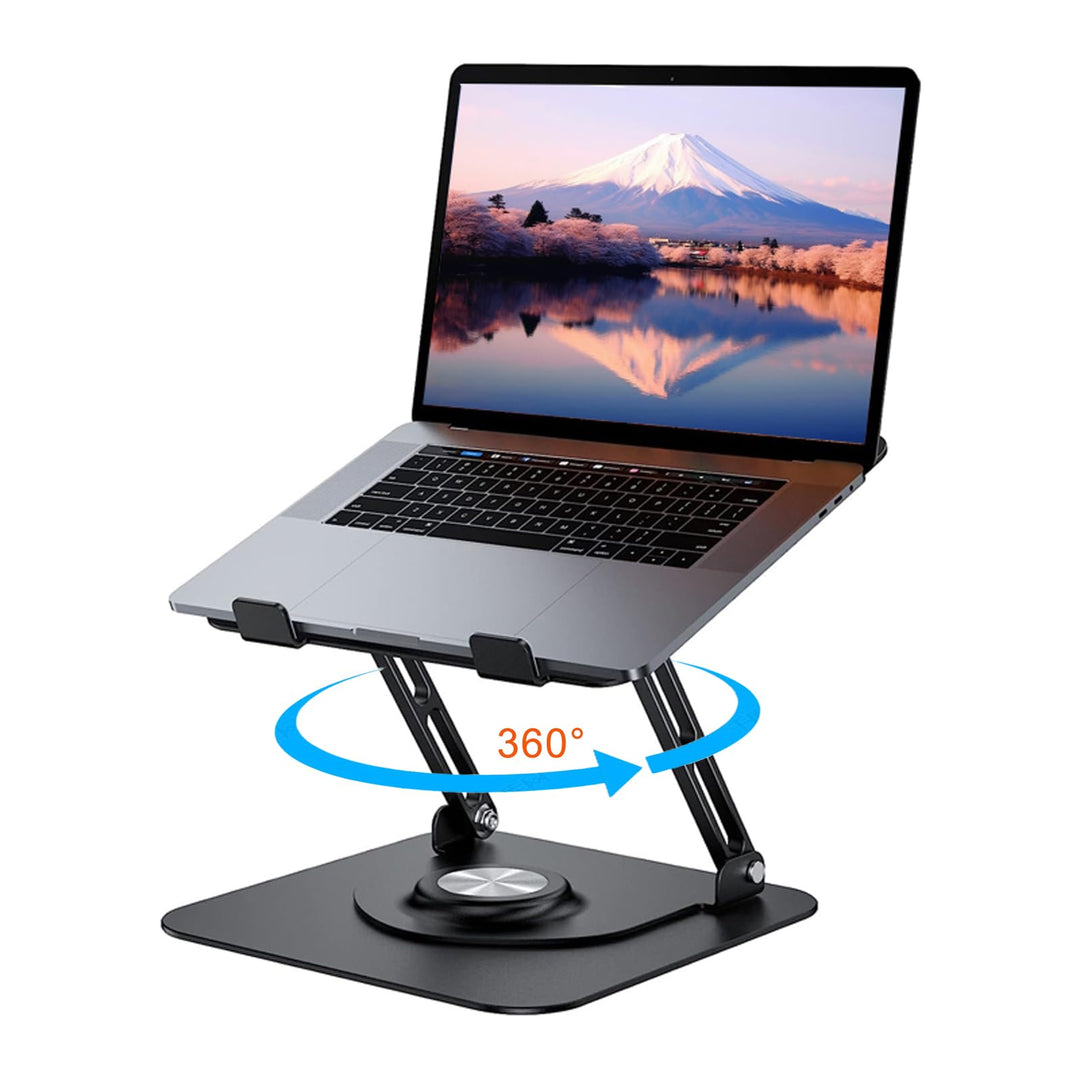 Laptop Stand with 360° Rotating Base, Height-Adjustable Laptop Stand, Ergonomic Foldable Notebook St