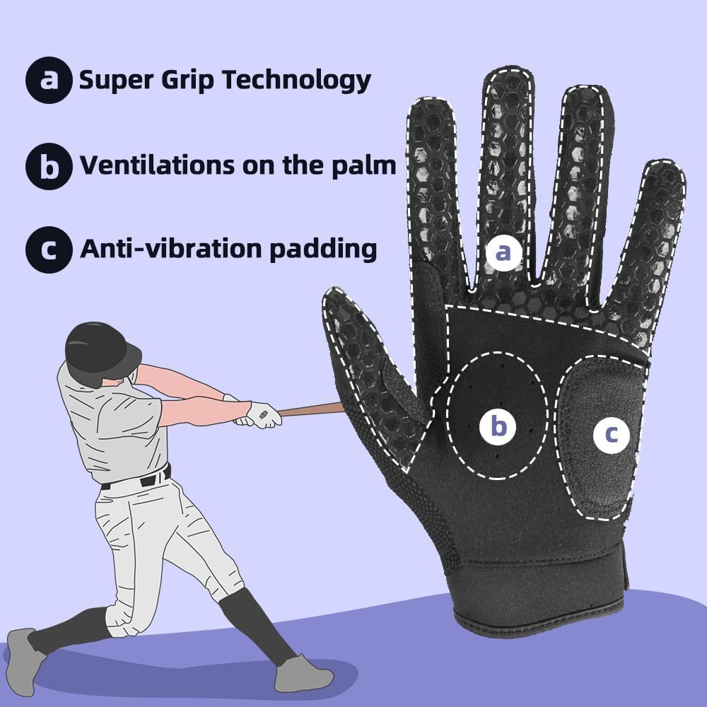 Seibertron B-A-R PRO 2.0 Signature Baseball/Softball Schlagmann Batting Handschuhe Gloves Super Grip