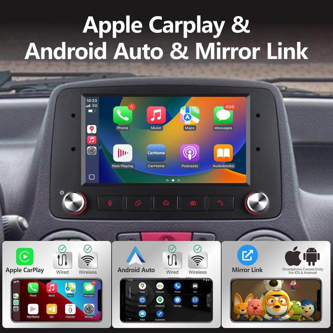 Autoradio Für FIAT Panda 169 (2003-2012) Mit Wireless Carplay Android Auto Mirror link,Autoradio Mit