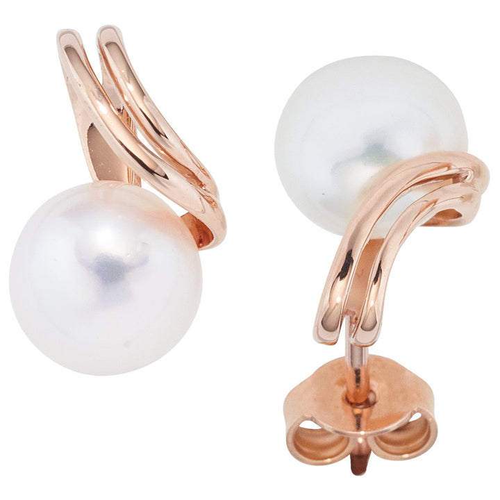 Jobo Damen-Ohrstecker aus 585 Rosegold mit Perlen