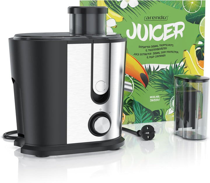 Arendo - Entsafter Edelstahl Obst und Gemüse - Zentrifugaler Entsafter - elektrisch - 2 Geschwindigk