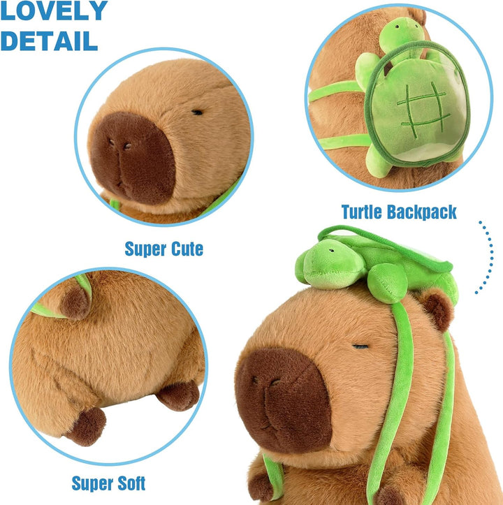 shownicer Plüschtier Capybara Kuscheltier mit Schildkröte Stofftier Kawaii Capybara Plüsch Kissen Sp