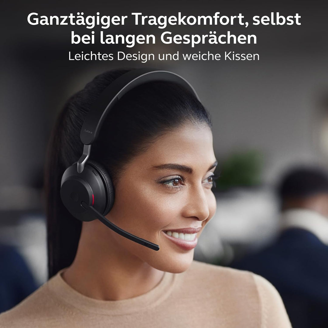 Jabra Evolve2 65 Wireless PC Headset with Charging Stand – Noise Cancelling Microsoft Teams Certifie