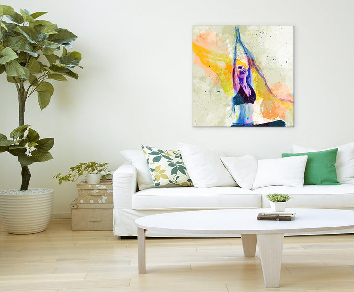 Yoga IV 60x60cm Wandbild SPORTBILD Aquarell Art tolle Farben von Paul Sinus