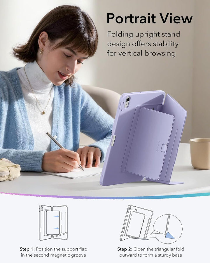 ESR Hülle für iPad Air 13 Zoll (2026/2025/2024) M4/M3/M2, Vertikale Stand, Mehrere Standwinkel, Ultr