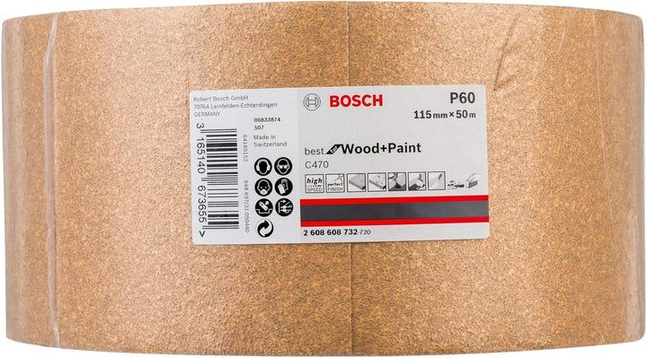 Bosch Professional Schleifrolle für Holz und Farbe (93 mm, 50 m, Körnung 180, C470), Körnung 18
