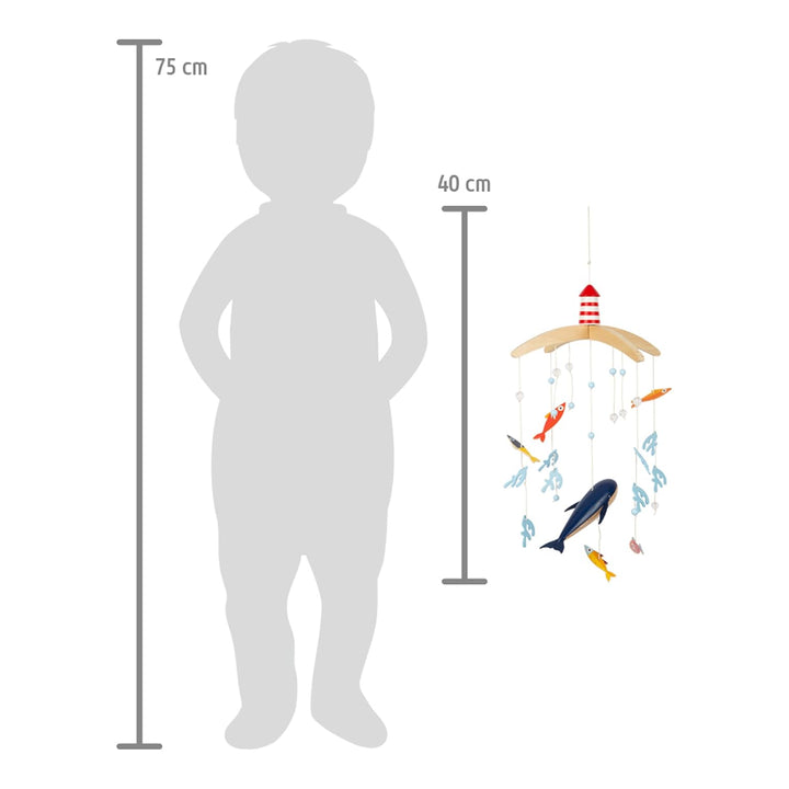 small foot Mobile "Grosser Ozean" aus Holz, 3D-Mobile im maritimen Look, ideal für Kleinkinder und B