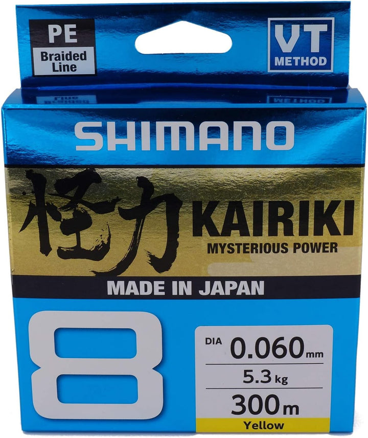 Shimano Kairiki 8, 300 Meter, Gelb, geflochtene Angelschnur, 59WPLA68R3 0.13mm / 8.2kg, 300m, 0.13mm