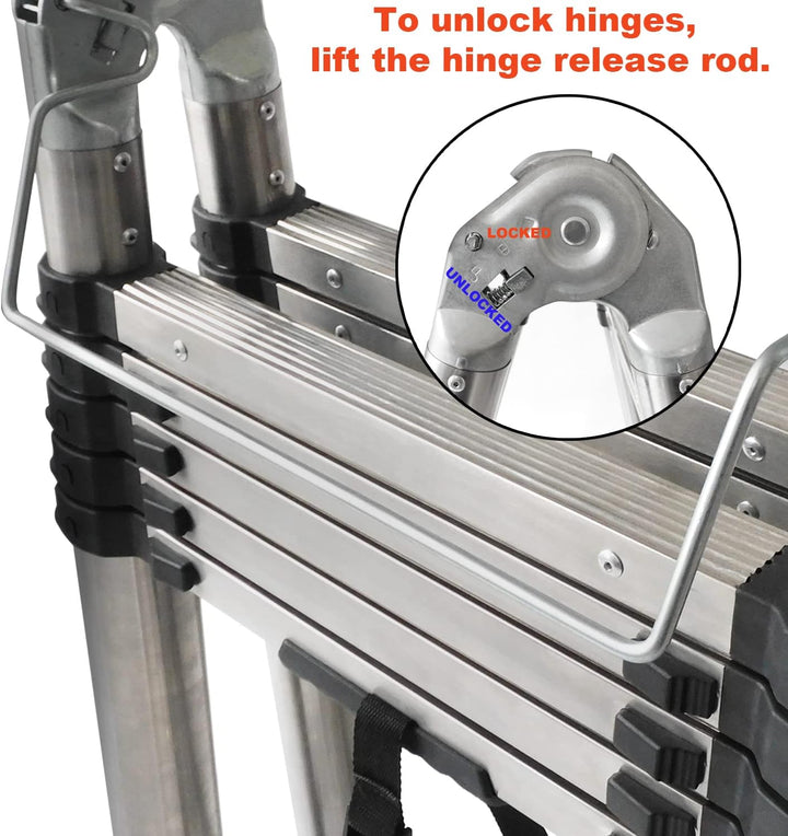 Teleskopleiter 2,6M Ausziehbare Leiter, Klappleiter Stehleiter Rutschfester, aus hochwertigem Edelst