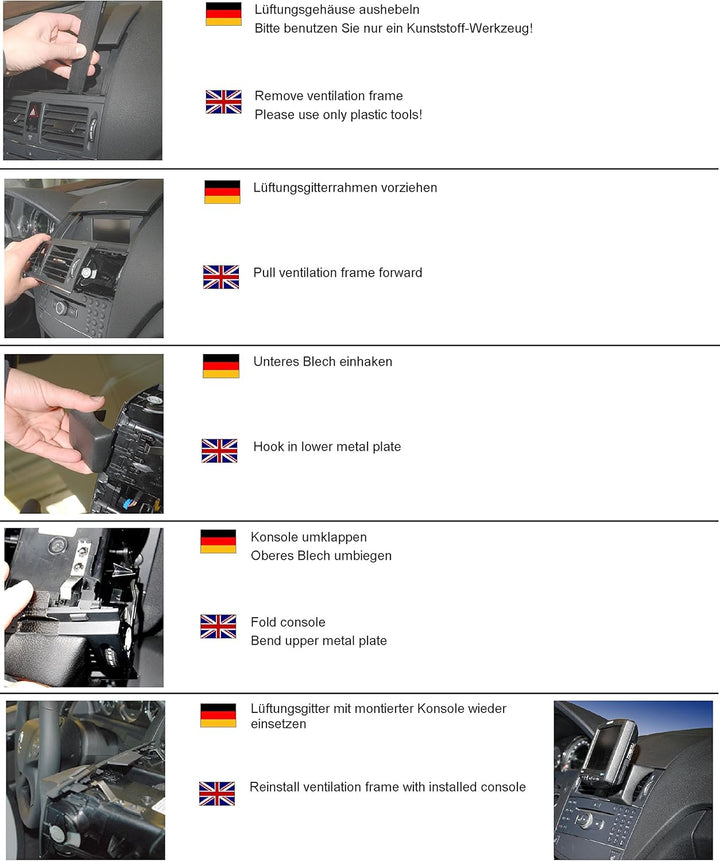 KUDA 291775 Halterung Kunstleder schwarz für Mercedes C-Klasse (W204/S204) 04/2007 bis 04/2010, 2917