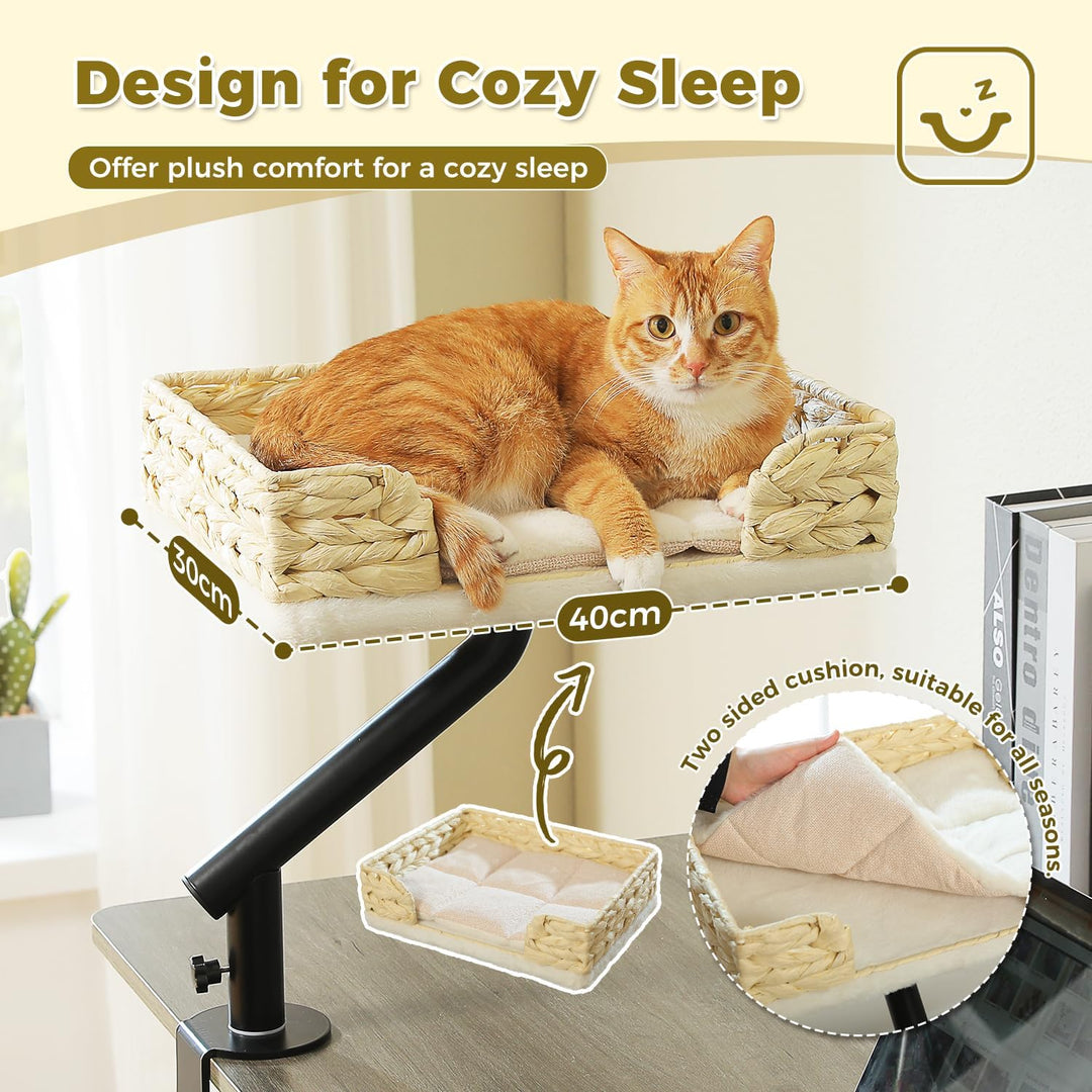 PAWZ Road Katzenbett für Schreibtisch, Katzenkorb, Katzen-Schreibtischbett aus Korbgeflecht, 360° dr