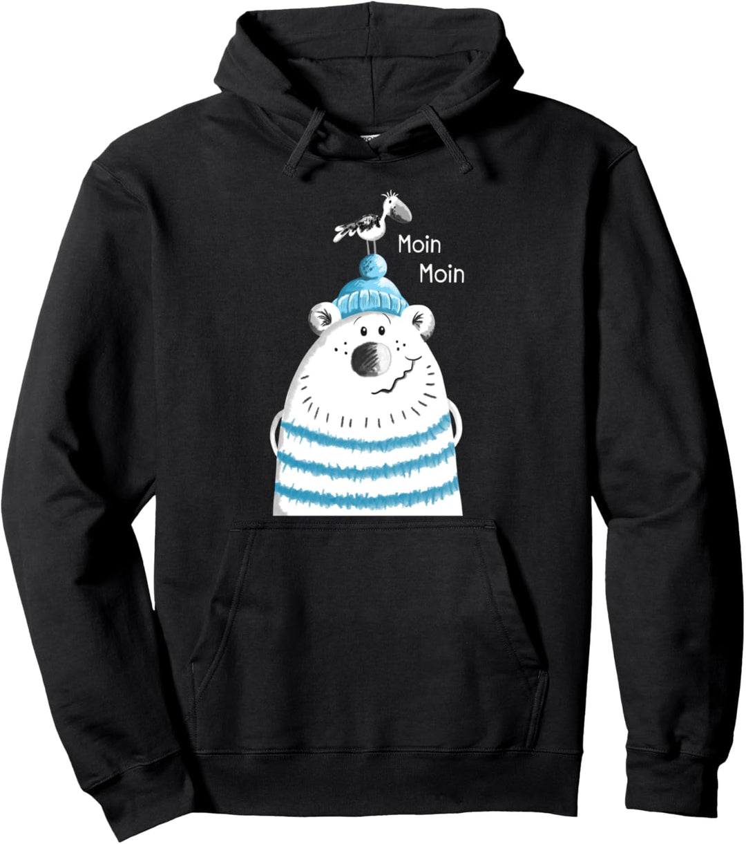 Moin Moin Seebär mit Möwe T Shirt Nordsee Norddeutschland Pullover Hoodie