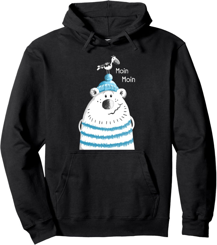 Moin Moin Seebär mit Möwe T Shirt Nordsee Norddeutschland Pullover Hoodie