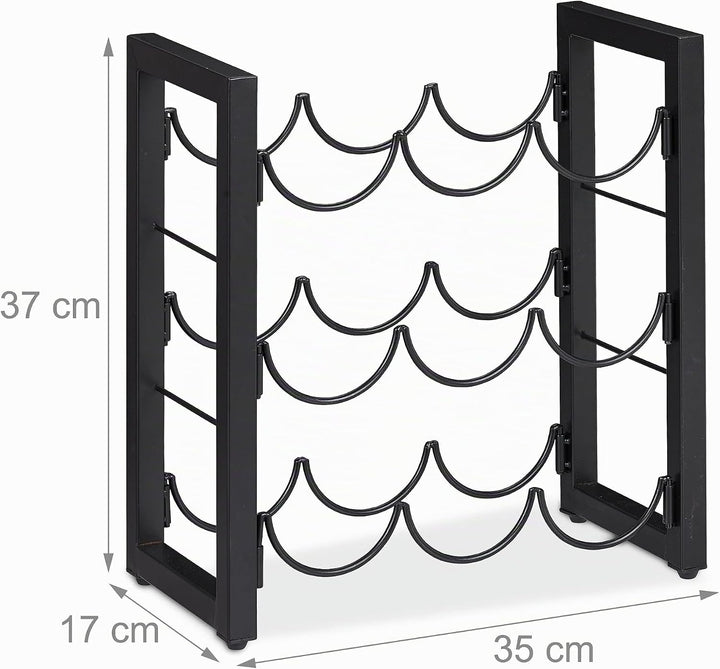 Relaxdays Weinregal, 9 Flaschen, Metall, HxBxT: 37 x 35 x 17 cm, Weinhalter stehend, Küche &amp; Bar, We