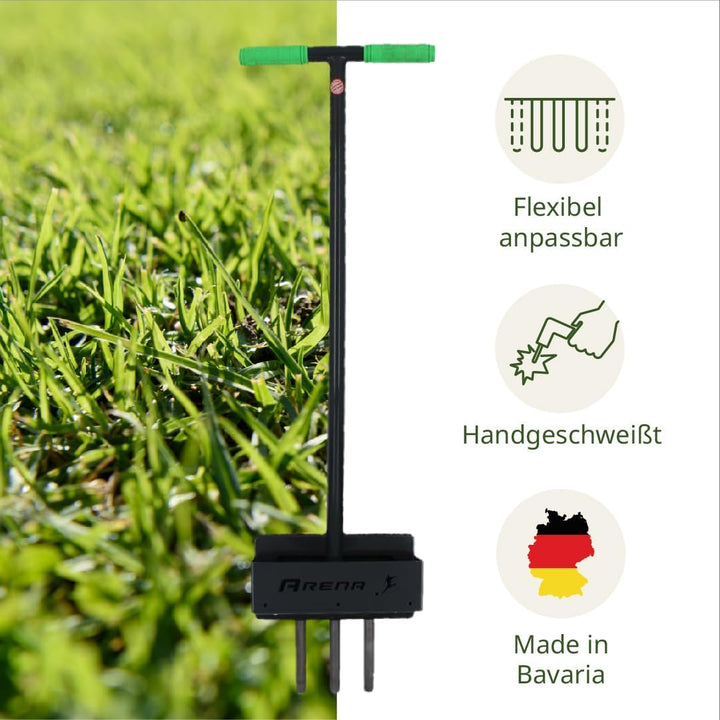 Arena Aerifizierer mit abnehmbarem Auffangbehälter – Profi Aerifiziergabel für Rasenflächen inkl. 3