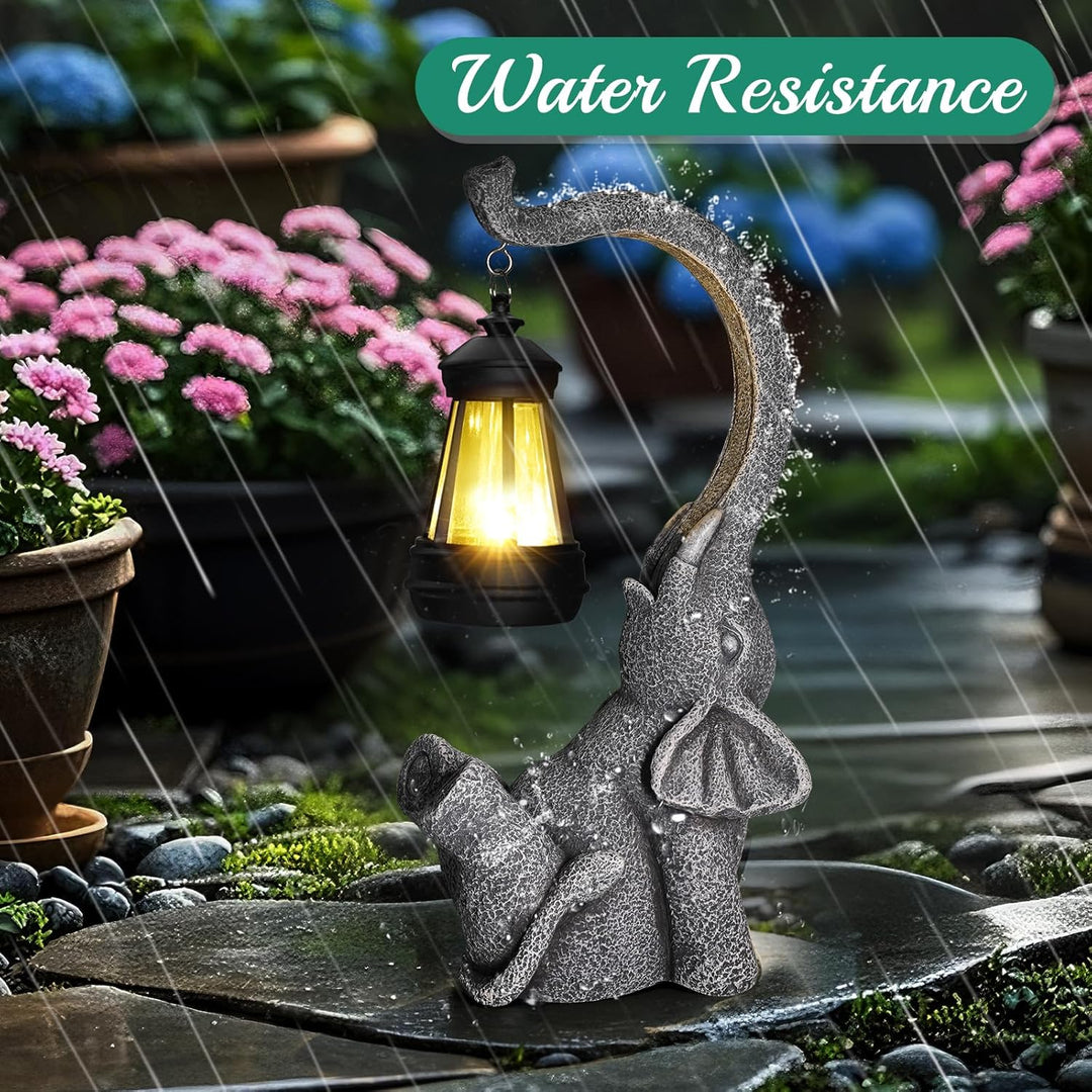 Linkax Geschenke für Frauen Mama Oma, Solar Gartenfiguren Elefant Gartendeko für Draussen, Solarlamp
