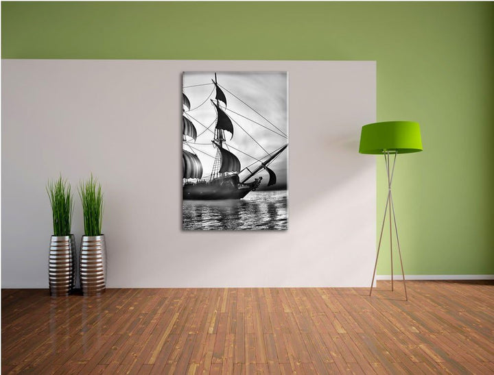 Pixxprint Altes Segelschiff 100x70cm Leinwandbild Wandbild Kunstdruck, 100x70