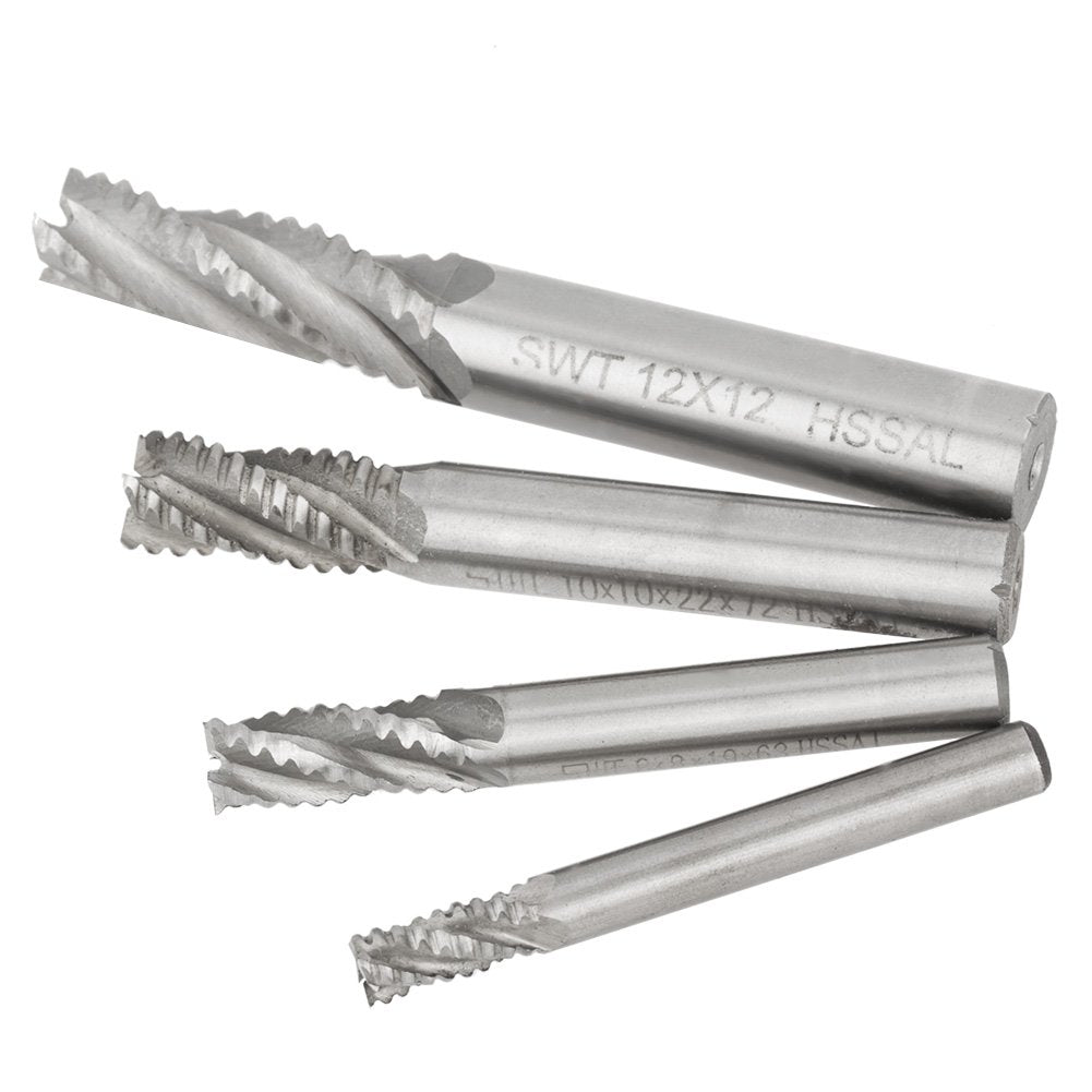 Schruppfräser - 4 Schneiden HSS Schruppfräser CNC Fräser M6/M8/M10/M12 für Holz, Aluminium, Stahl, T