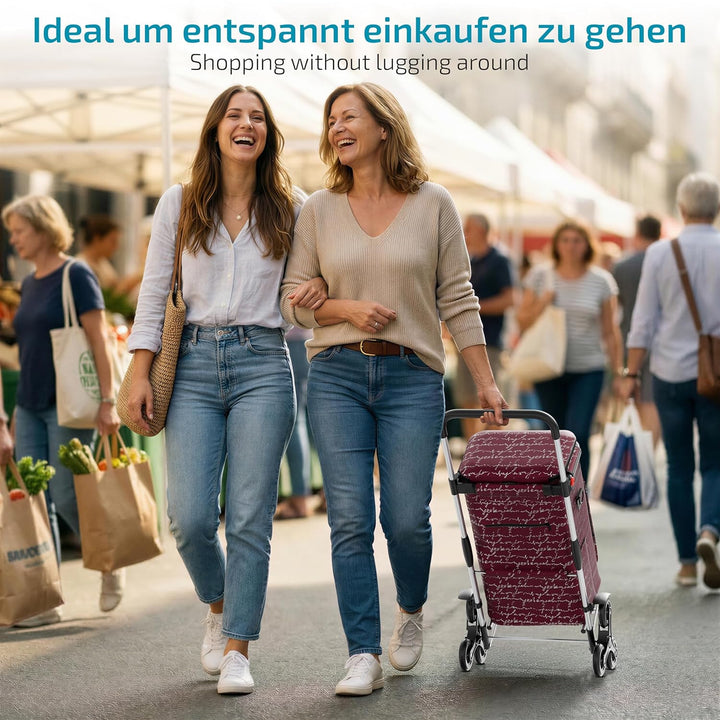 Rubberneck Einkaufstrolley - Klappbarer Einkaufswagen - Kühlfach - Höhenverstellbarer Griff - Rot, R